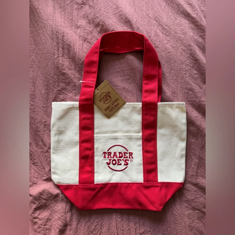 Trader Joe's Red and White Mini Tote Bag - Picture 2 of 2